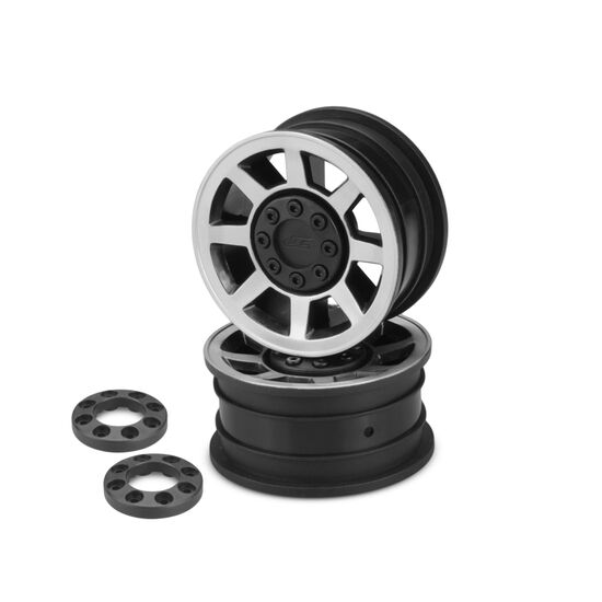 Vengeance - 1.9 Vaterra Ascender 12mm glue-on wheel - (black w/ silver face plating) - 2pc., 2 image