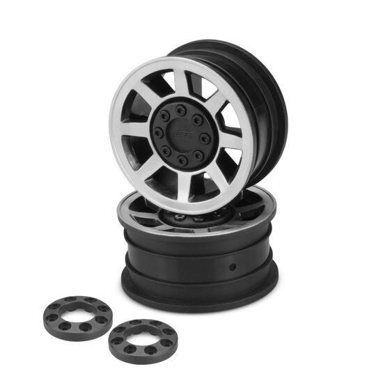 Vengeance - 1.9 Vaterra Ascender 12mm glue-on wheel - (black w/ silver face plating) - 2pc., 3 image