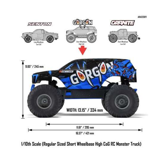 M.TRUCK GORGON 4X2 1:10 2WD EP RTR MEGA 550 - BLUE NO Battery & Charger, 3 image