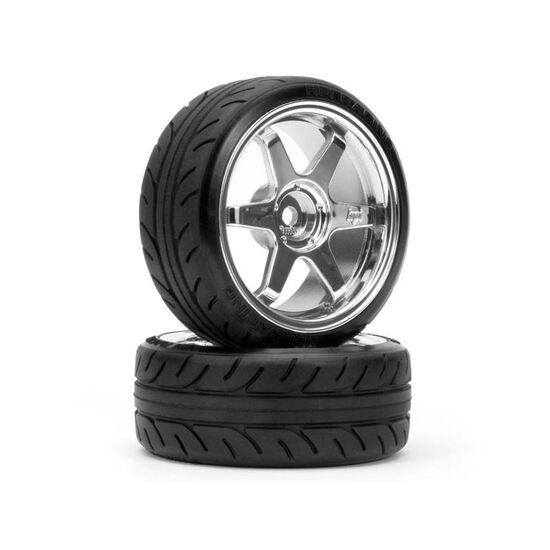 HPI4704-MOUNTED SUPER DRIFT TYRE (A TYPE) ON TE37 WHEEL CHROME