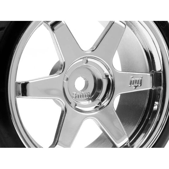 HPI4704-MOUNTED SUPER DRIFT TYRE (A TYPE) ON TE37 WHEEL CHROME